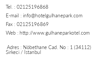 Glhane Park Hotel iletiim bilgileri